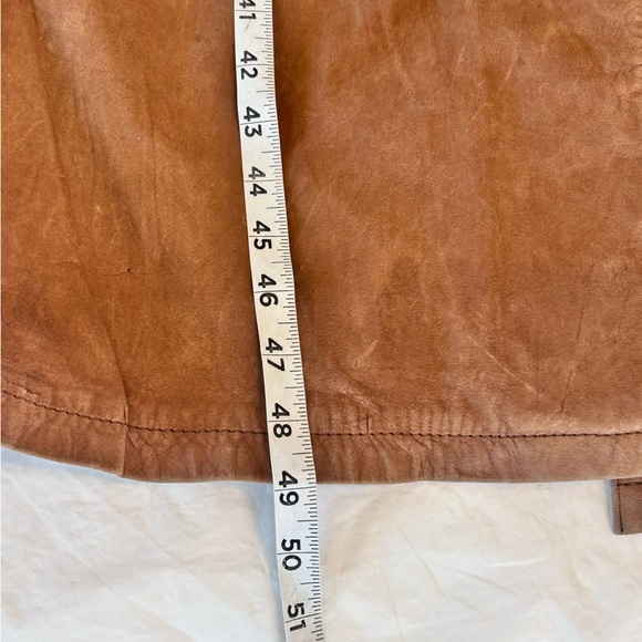 Split Ends 90s Brown Leather Duster Trench Coat size L - Picture 12 of 14